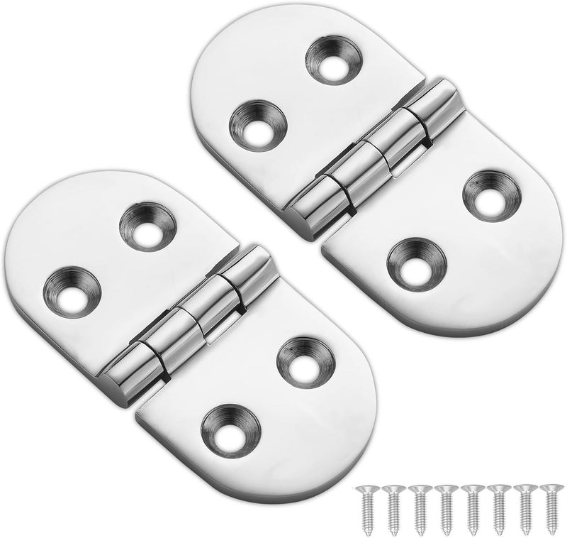 DIALESHU Heavy Duty Marine Boat Hatch Hinges, 316 Stainless Steel, 3 x 1.5-Inch Oval Hinges for Cabinet Doors with Screws (2-Pack) - Image 1